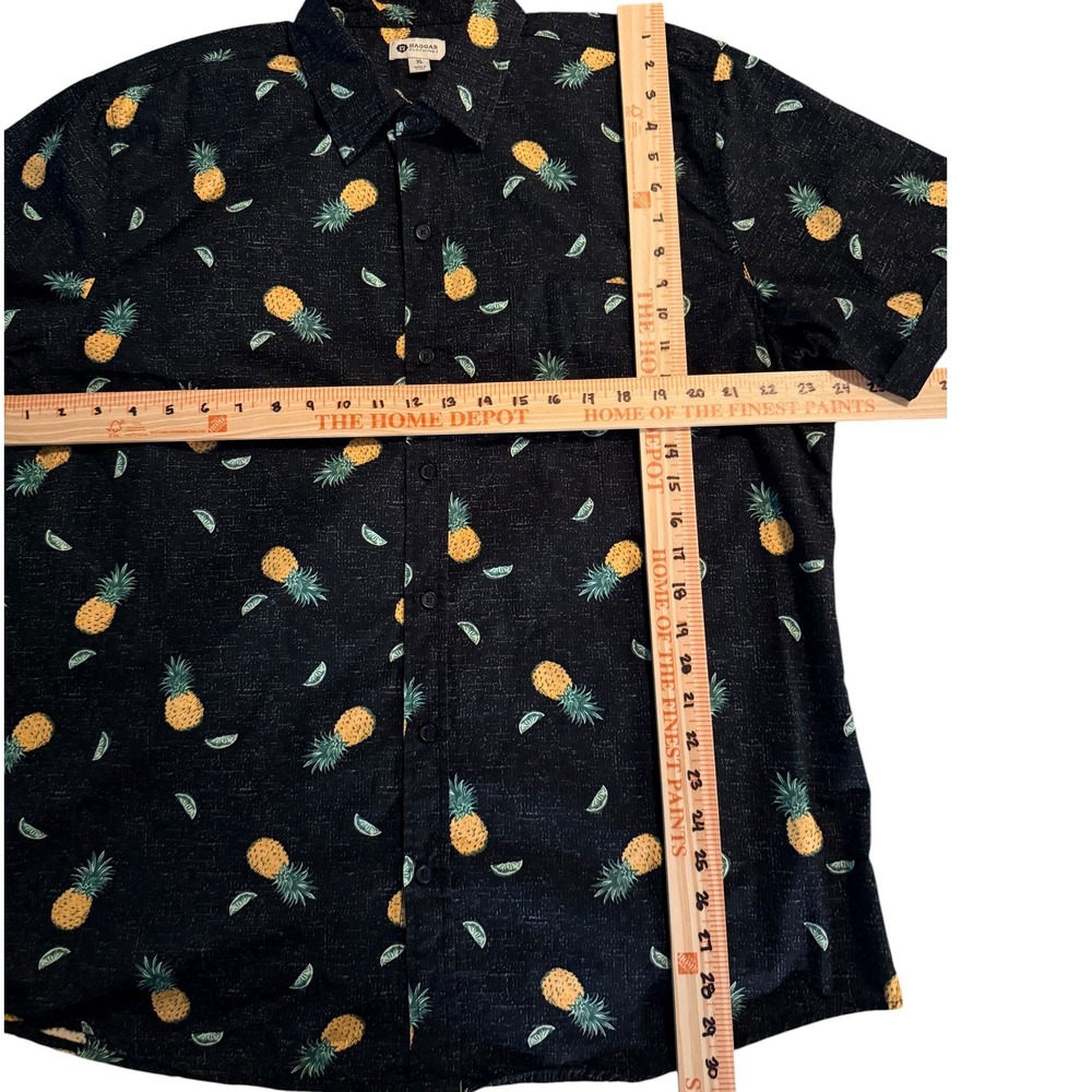 Haggar Button Up Shirt Mens XL Black Pineapple Tropical Aloha Summer Casual Top - Picture 4 of 8